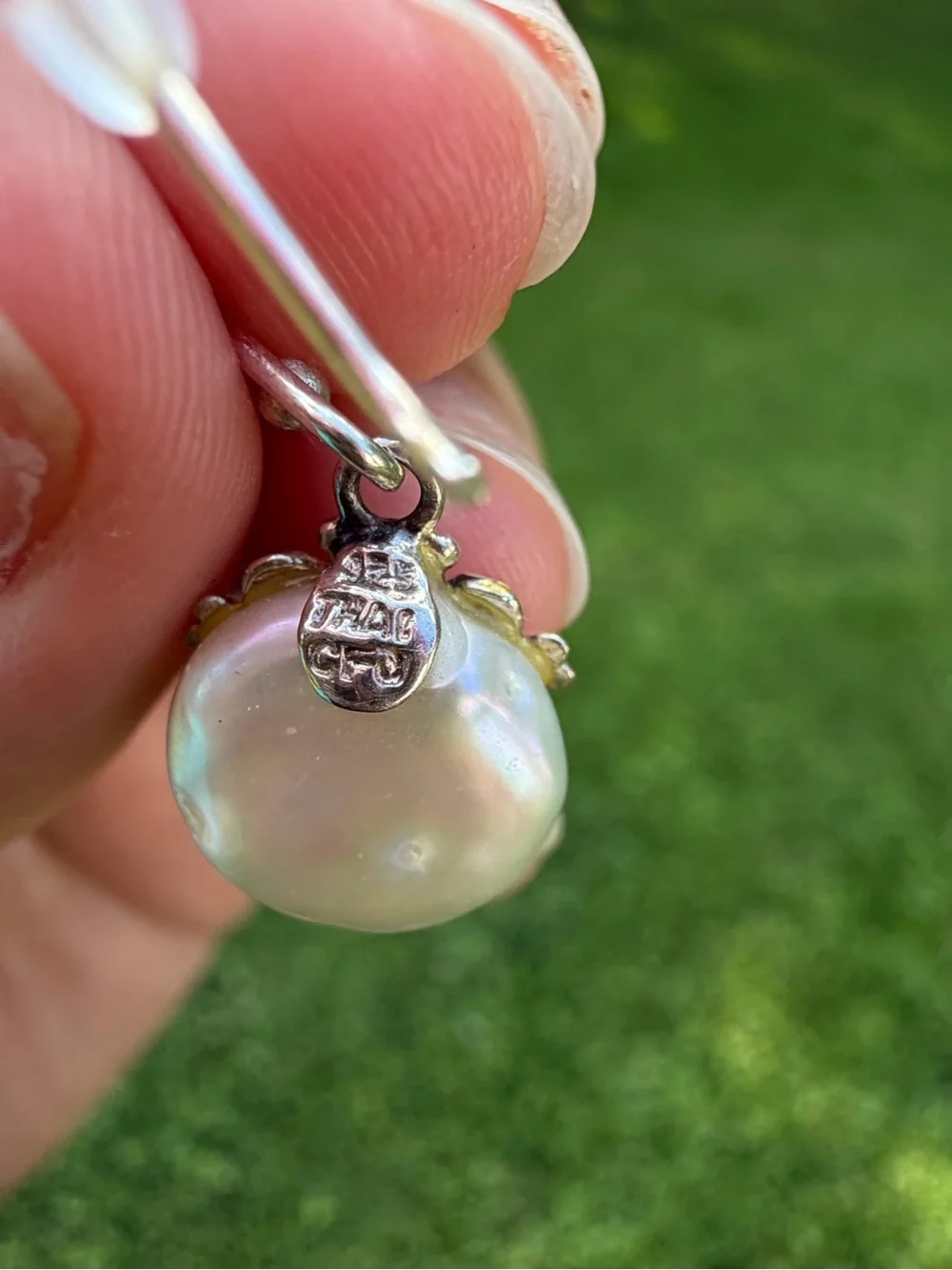 925 Sterling Silver White Pearl Drop Earrings with Silver Crown Accents